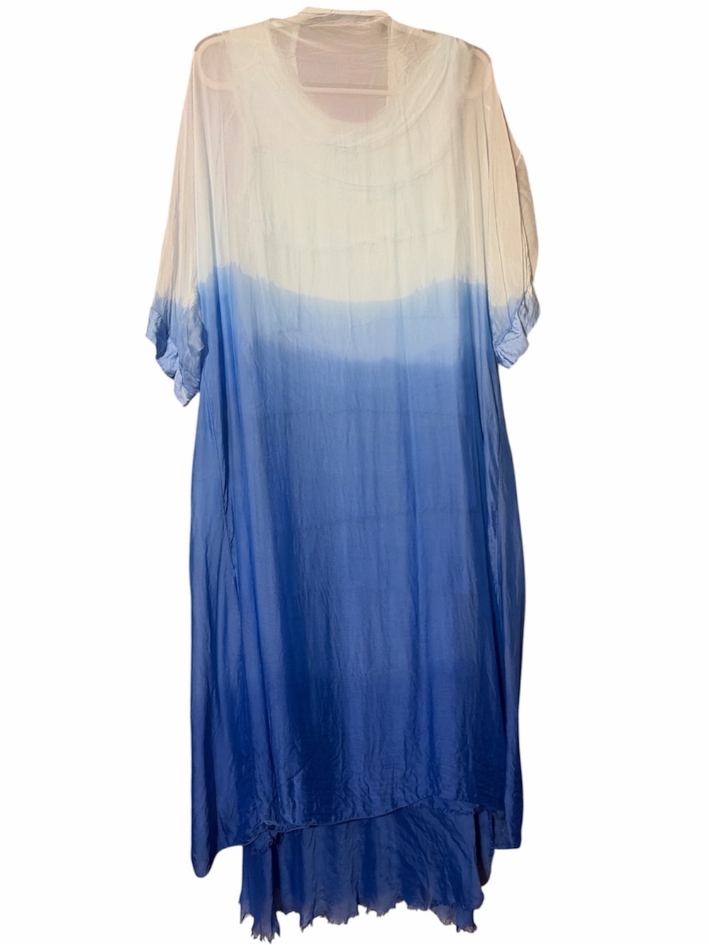 Made in Italy Silk Blend Ombre Maxi Dress & Duster Set Lagenlook Blue Lt Blue L - Picture 3 of 10
